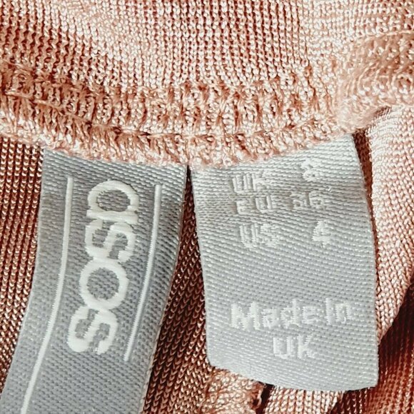 NEW ASOS DESIGN Plunge jumpsuit with split leg in slinky rose gold stretch 4 - Picture 6 of 12